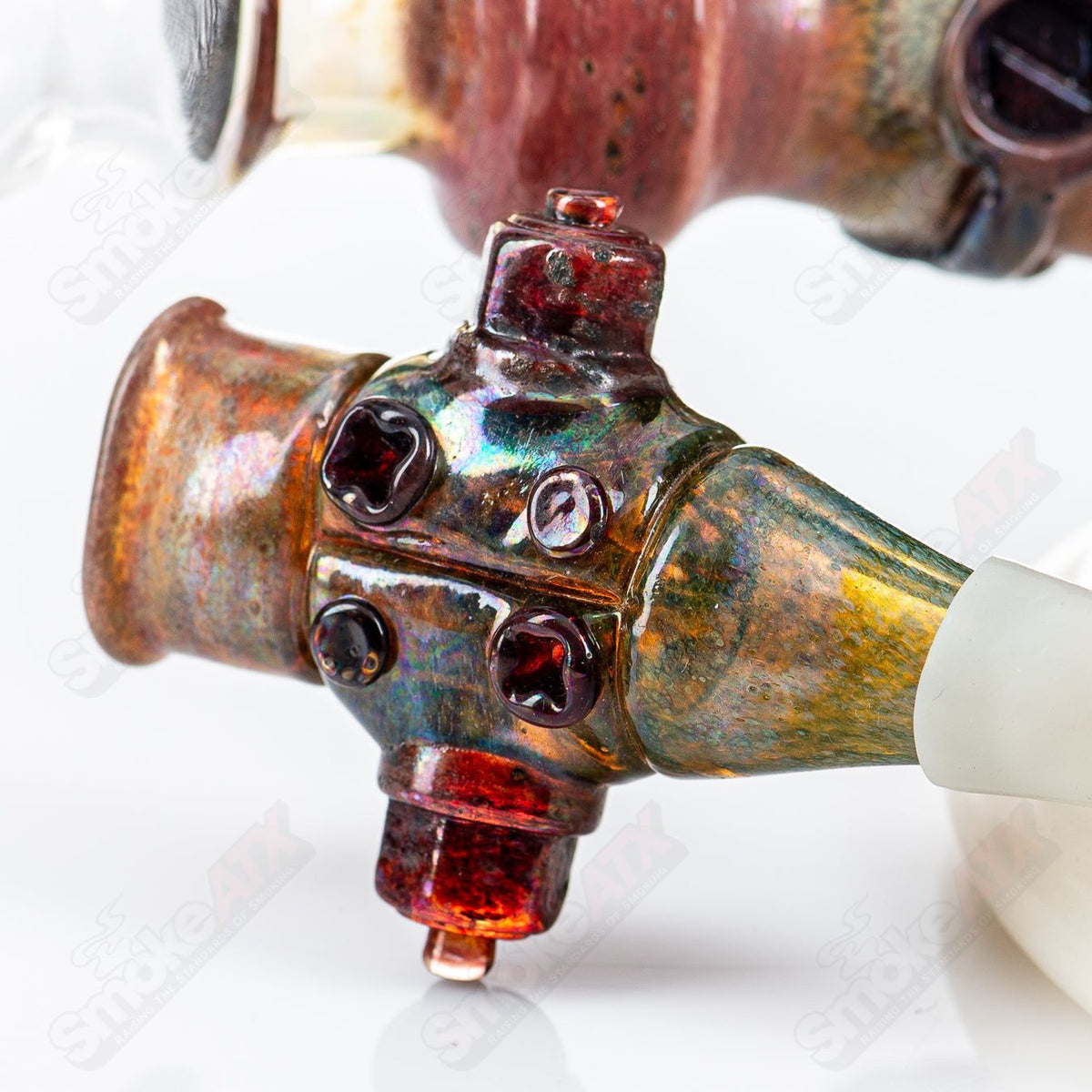 Vapor Brothers Zach P Artist Series Punusher Head vaporizer whip with mouthpiece and glass components for vapor inhalation.