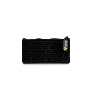 Vatra Bags velvet black V15 5.5-inch zip pouch, protective case with smooth velvet exterior and secure zipper closure.