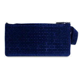 Vatra Bags Velvet Navy V24 8-inch zip pouch, protective case with soft velvet exterior, ideal for storing small valuables.