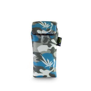 Vatra woven protective case in blue and olive camouflage with 5-inch Velcro closure, designed for device protection