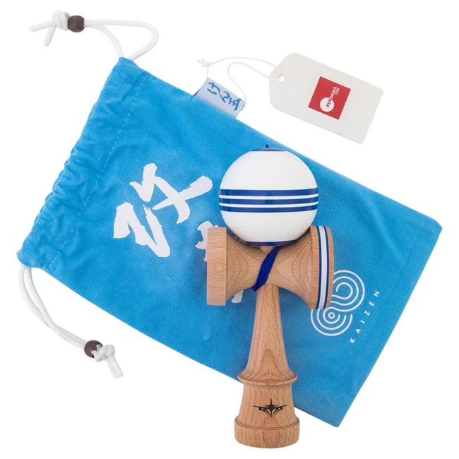 White & Blue Jet Shape Triple Stripe Kendama - Smoke ATX