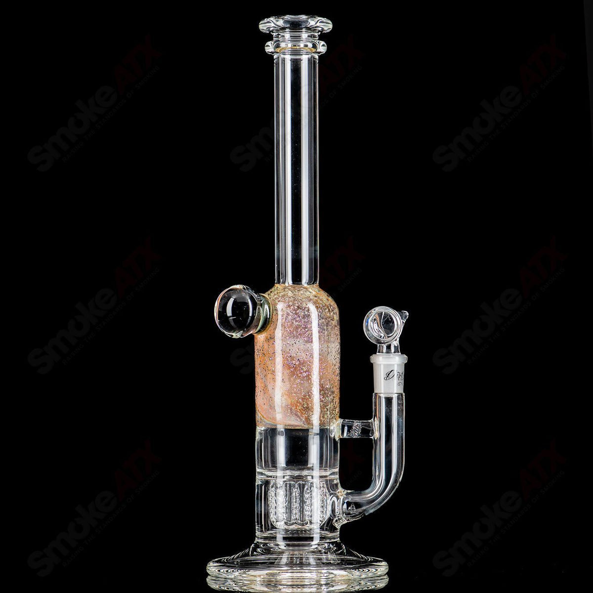 13-inch fumed dichro straight glass tube with Mib Apolocoline design and 14mm bowl by Dirty Rico Glass x Nobody Glass
