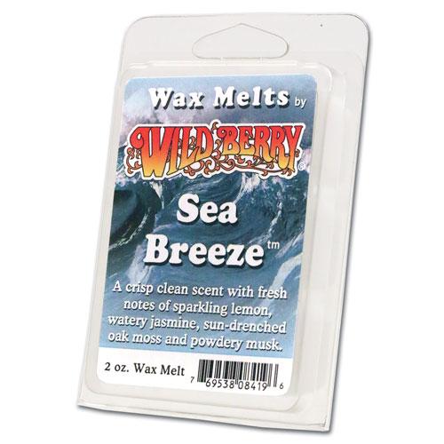 Wildberry Sea Breeze incense wax melts in a 2oz package, showcasing the colorful product packaging and scent description.