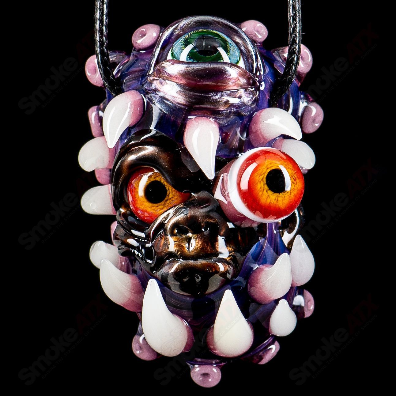 Colorful Wook Pendant "Recall" #780 by SALT x Blu Sun, heady glass pendant with intricate design, by Smoke ATX.