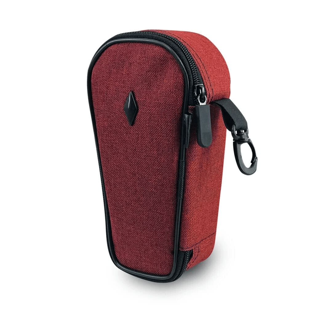 Woven burgundy Vatra 7-inch coffin protection case, durable and stylish for musical instruments.