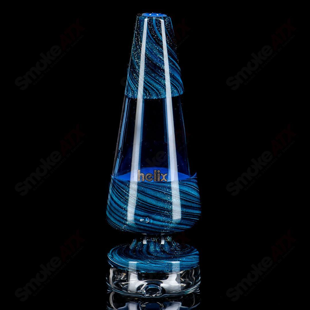 Blue Puffco Peak Dry Top by American Helix for Puffco Peak, featuring intricate heady glass design and vibrant blue color.