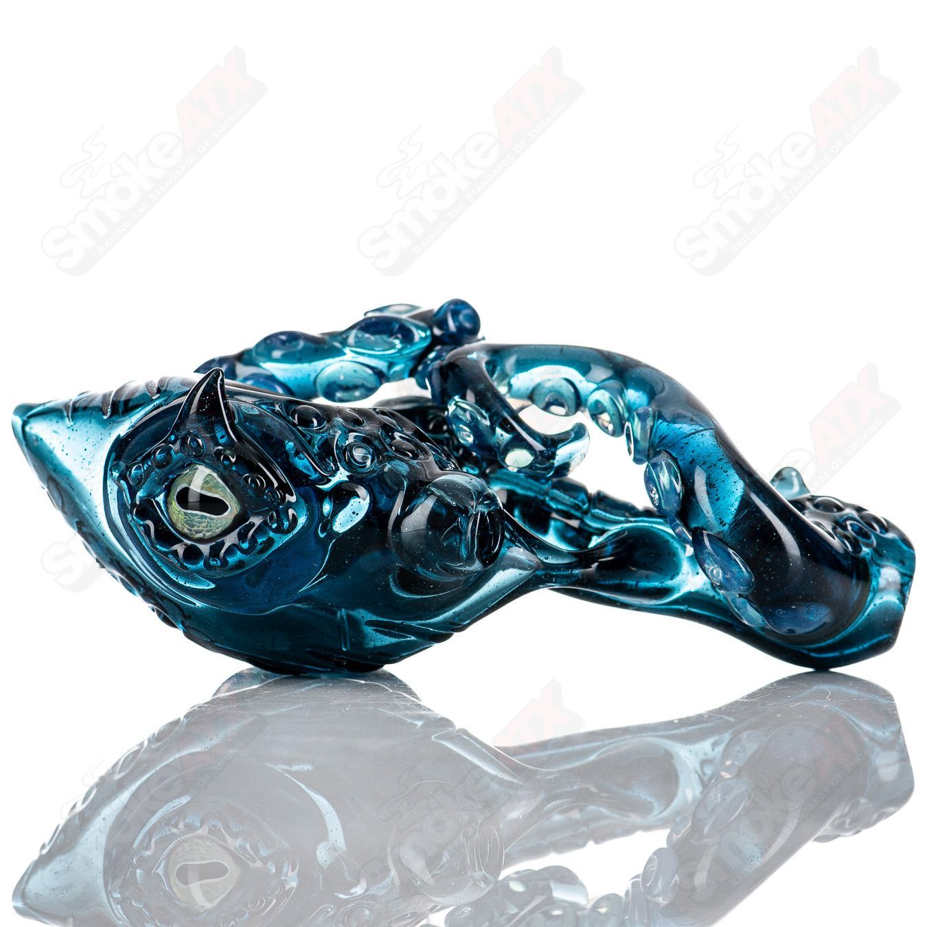 Mako Glass #2 Handpipe, heady glass hand pipe with intricate design, showcasing colorful glass art and a smooth bowl shape.
