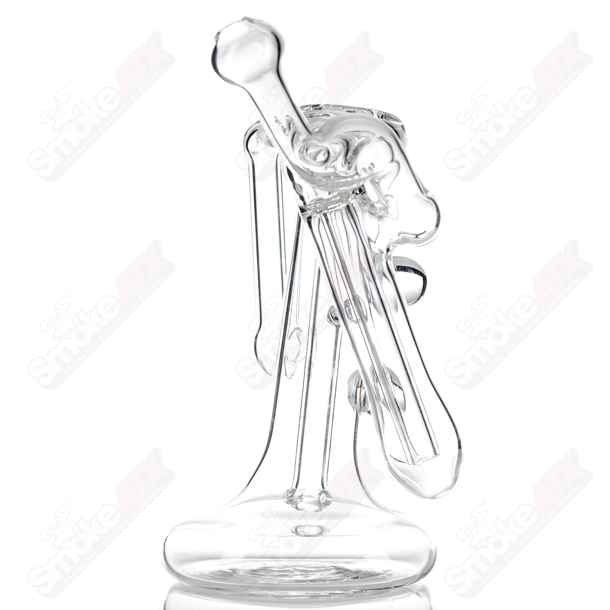Glass Beale Double Bubbler with Millie design by GlasseX, featuring intricate glasswork and a clear, durable structure.