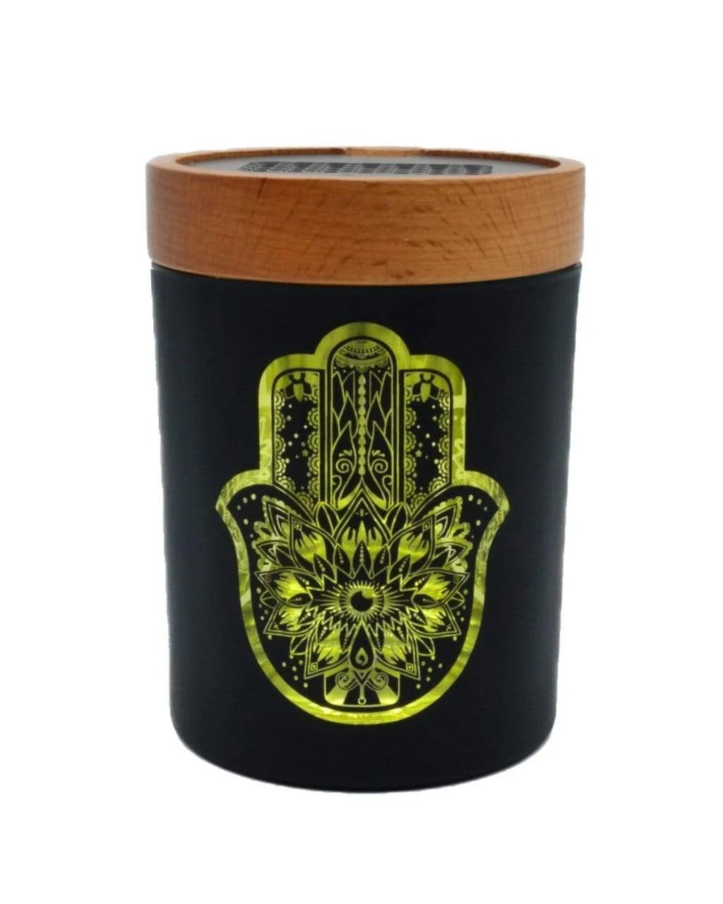 Yellow Hamsa Medium Smart Stash Container + Grinder Plate V Syndicate - Smoke ATX