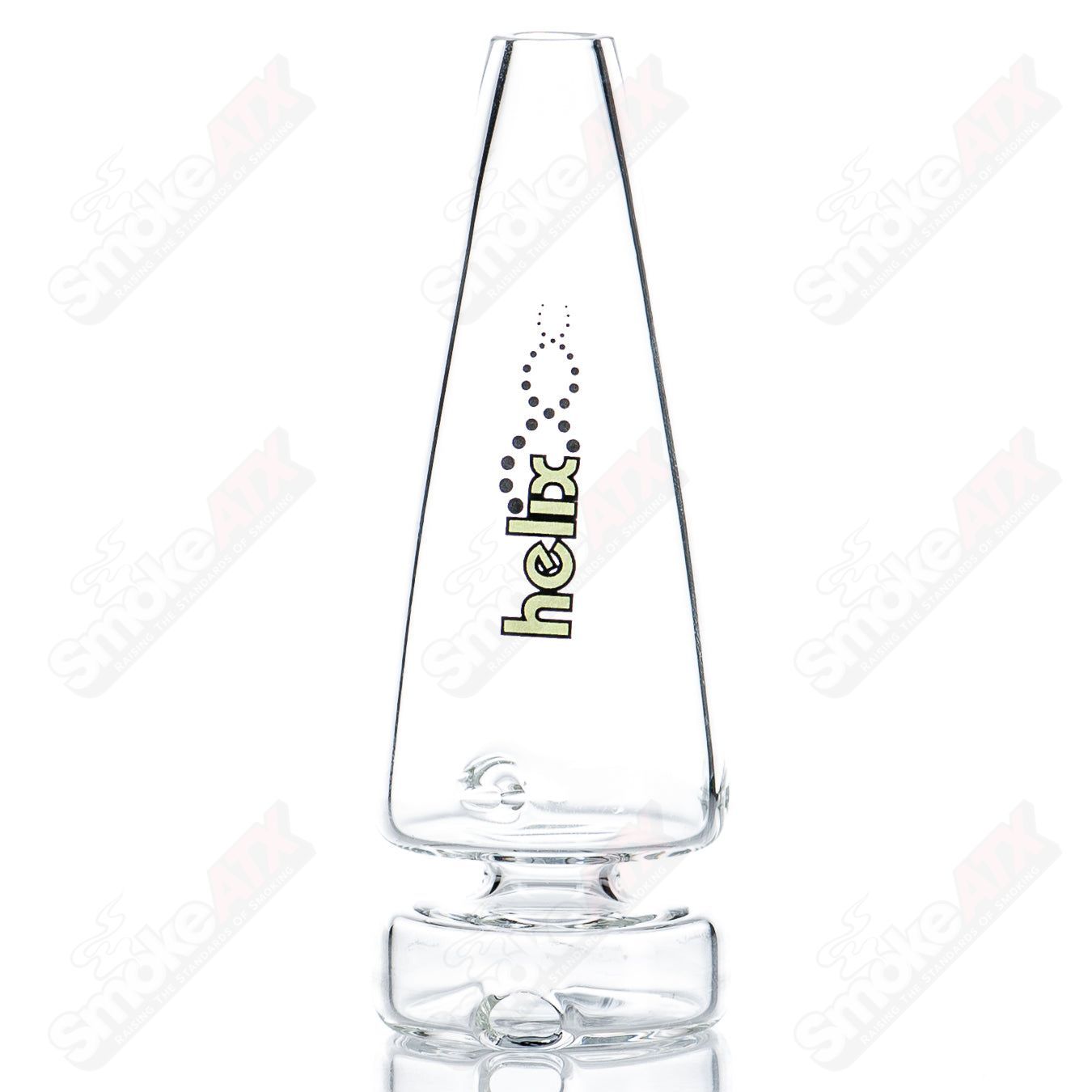 Yellow Label Straight Line Puffco Dry Top by American Helix, clear glass Puffco top with straight line design.
