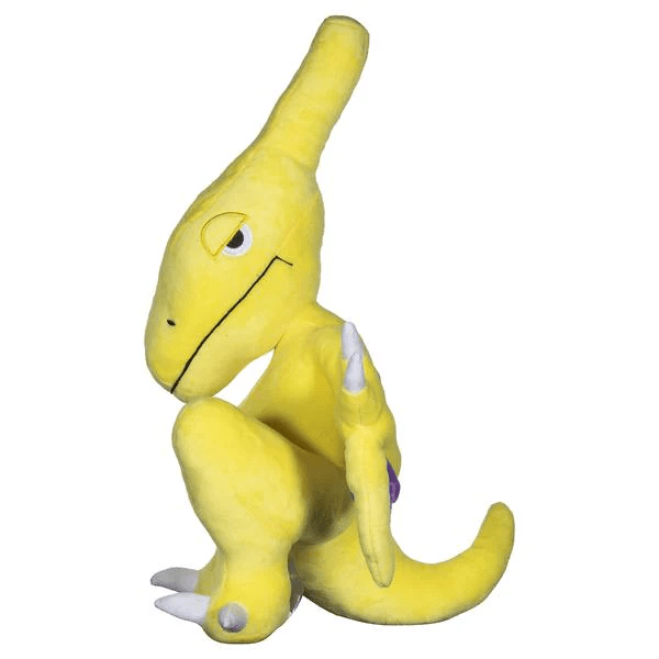 Yellow and purple Ptery Elbo Plush toy by Elbo Glass, showcasing soft, colorful plush with detailed design on a lifestyle background.
