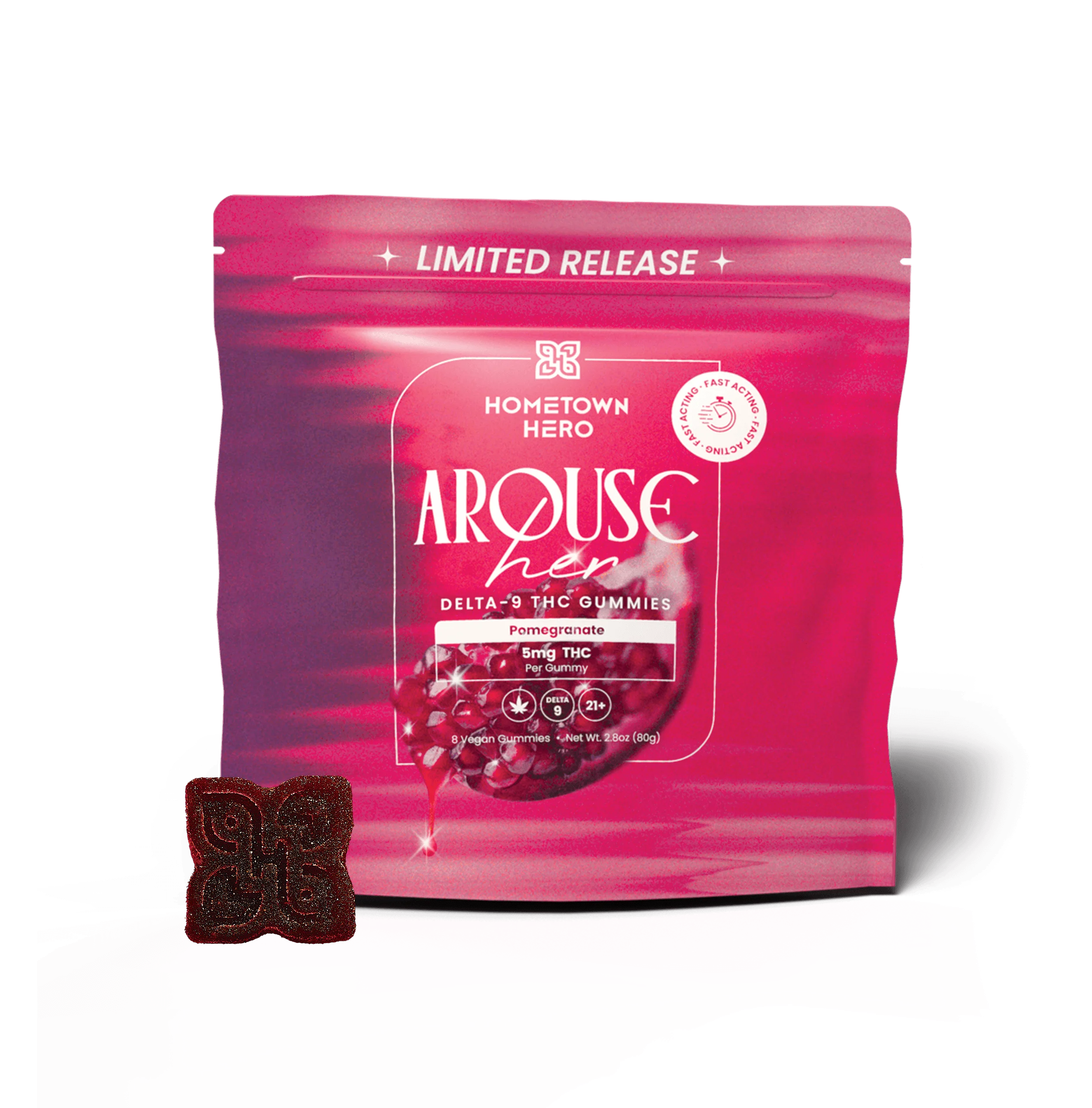 Pomergranate Limited Release Arouse Her 5mg D9 Thc Pomergranate Gummies Hometown Hero - Smoke ATX