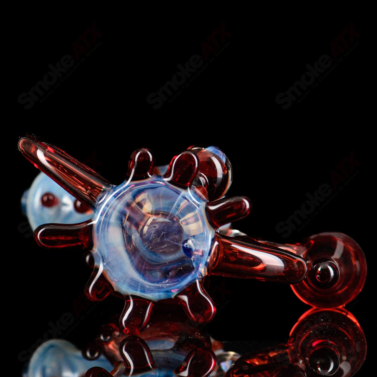 King Leo Drip Recycler King Leo Glass, a colorful heady recycler glass piece with intricate drip design and vibrant glasswork.