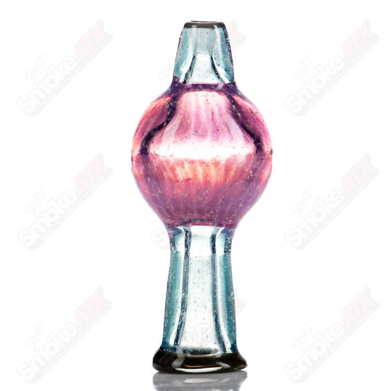 Crushed opal bubble cap by Mako Glass for heady glass dab rigs, featuring vibrant crushed opal accents and intricate bubble design.
