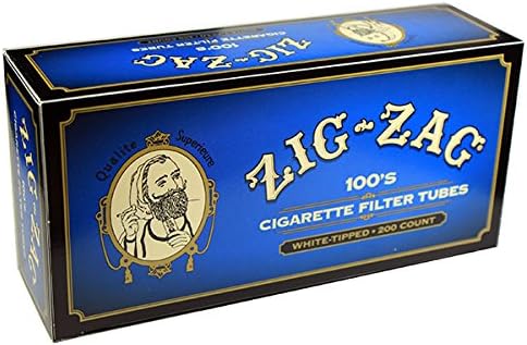 200-pack of Zig Zag white tipped cigarette filter tubes for rolling cigarettes, 100s size, original zig zag paper tips.