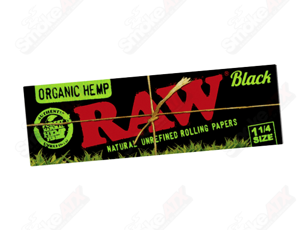 Organic Black Raw 1 1/4 rolling papers, 420 Products brand, featuring natural black, unbleached, and eco-friendly paper for rolling.