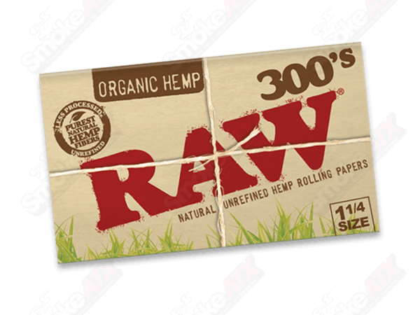 Raw 1 1/4 Organic Hemp 300s rolling papers, natural unbleached raw hemp paper for rolling cigarettes or herbs.