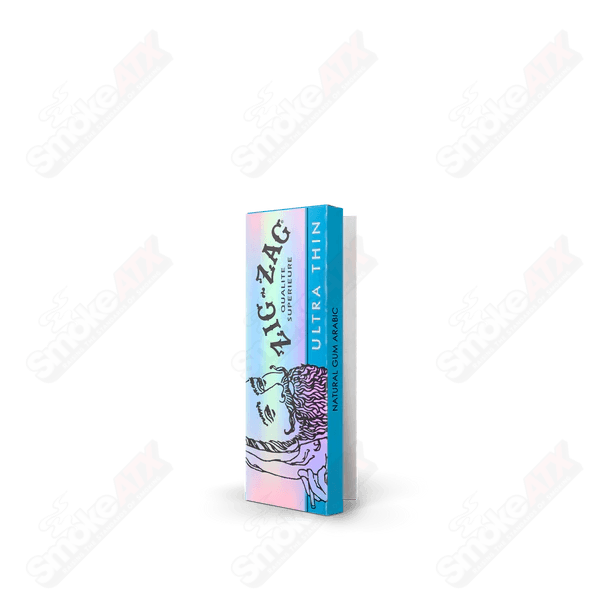 Ultra thin Zig Zag rolling papers, 1 1/4 size, designed for smooth rolling and high-quality smoking experience.