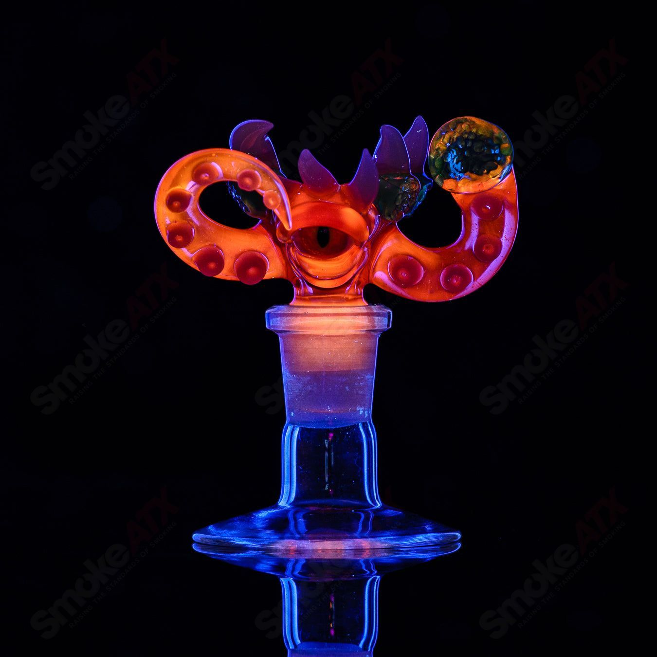 Salt Glass UV reactive 14mm 3-hole slide, Heady Glass bowl for smoking accessories, featuring vibrant UV-reactive design.