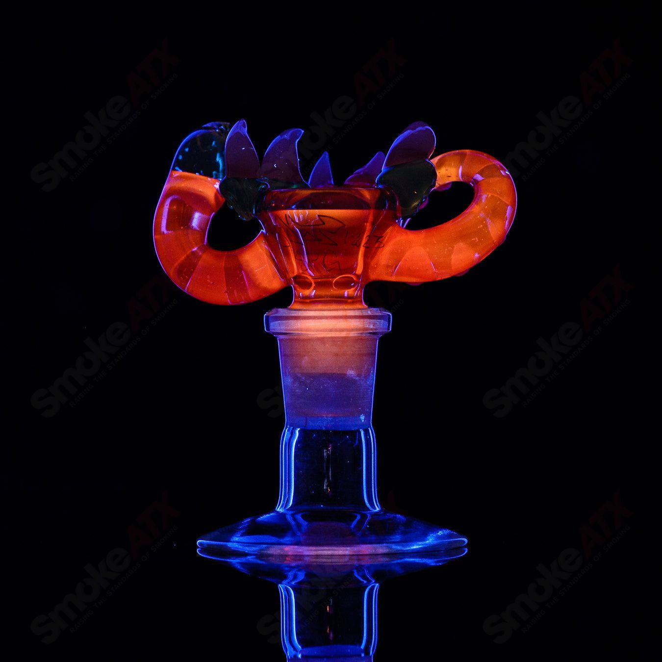 Salt Glass UV reactive 14mm 3-hole slide bowl for Heady Glass, designed for SPG x SALT collection, featuring vibrant glow-in-the-dark details.