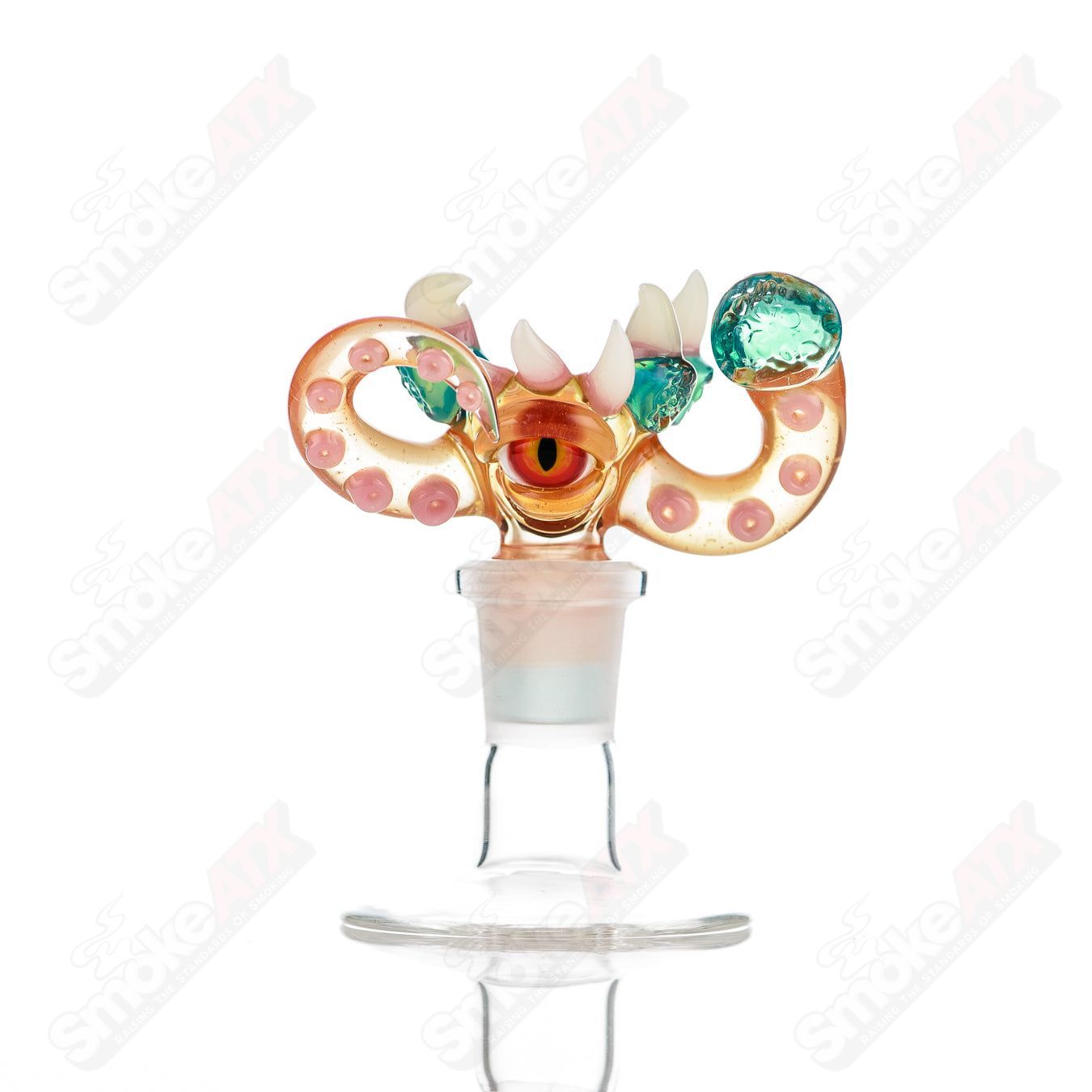 UV reactive 14mm 3-hole slide bowl by Salt Glass, designed for Heady Glass accessories, with vibrant glow-in-the-dark features.