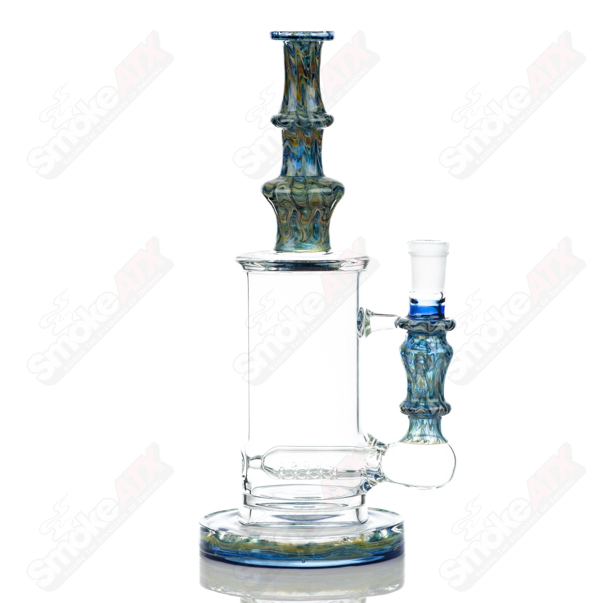 Tagle Glass 14mm 60mm Wrap n Rake inline glass waterpipe tube with intricate design, showcasing clear glass craftsmanship.