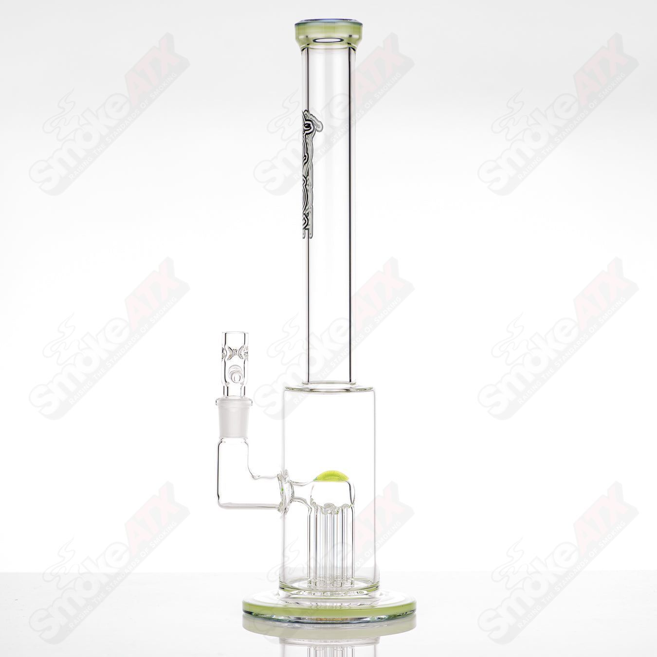 14mm Toro Mini Tree Glass Straight Tube with color accent, featuring intricate glass design and clear craftsmanship.