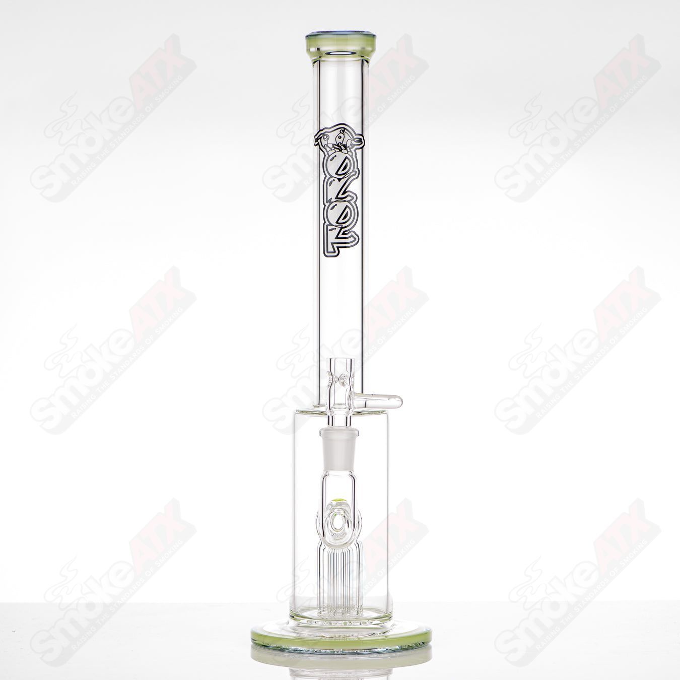 14mm Toro Mini Tree glass straight tube with colorful accent, featuring a compact design and clear glass construction.