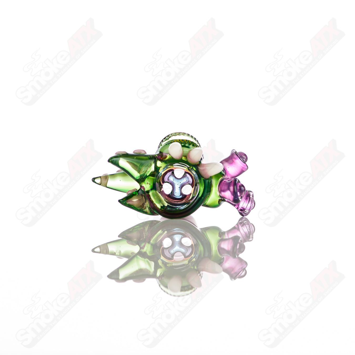 Salt Glass 19mm 3-hole UV slide bowl for Heady Glass SPG x SALT, featuring vibrant UV-reactive glass and three-hole design.