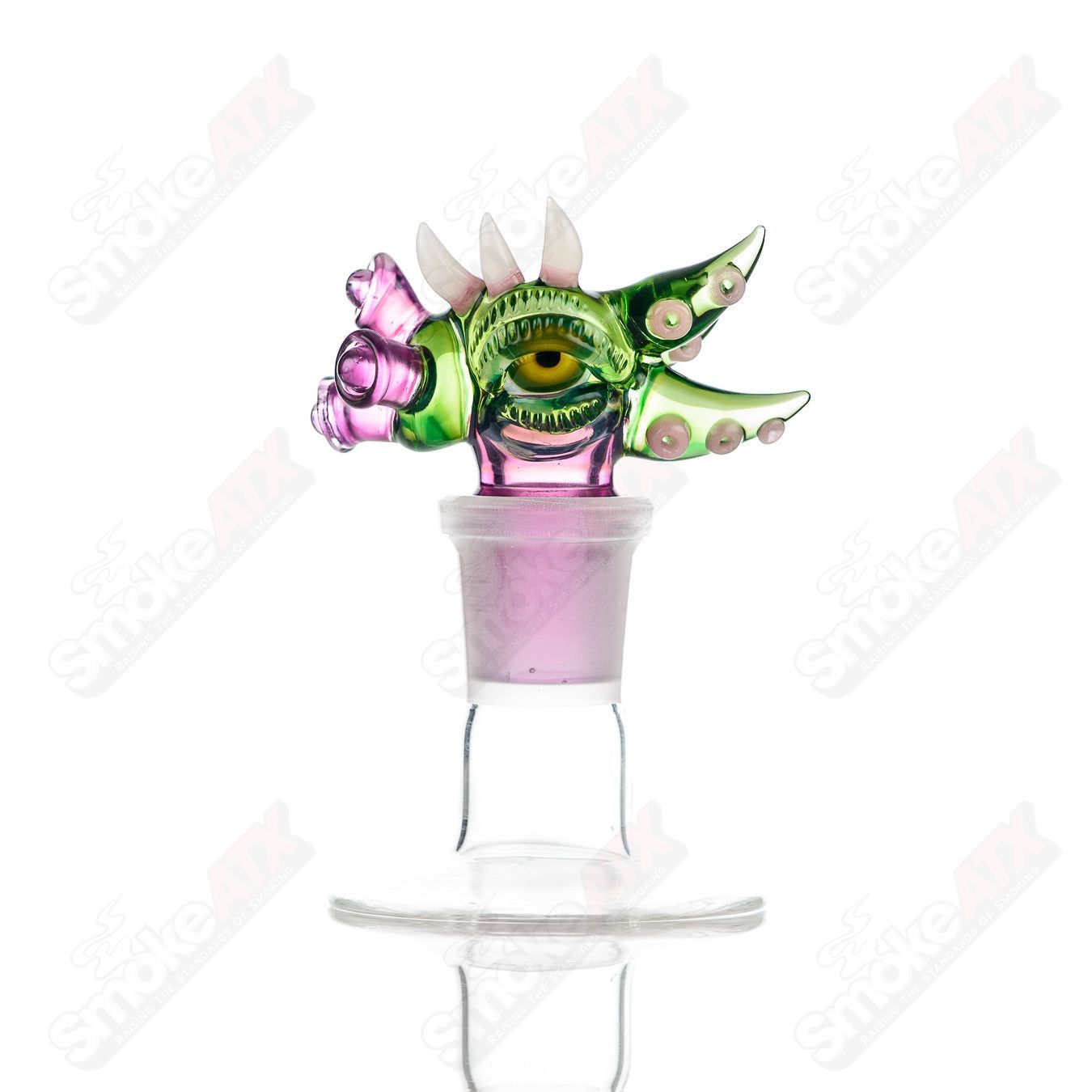 Salt Glass 19mm 3-hole UV slide for SPG x SALT heady glass bowls, featuring vibrant UV-reactive design and durable glass construction.