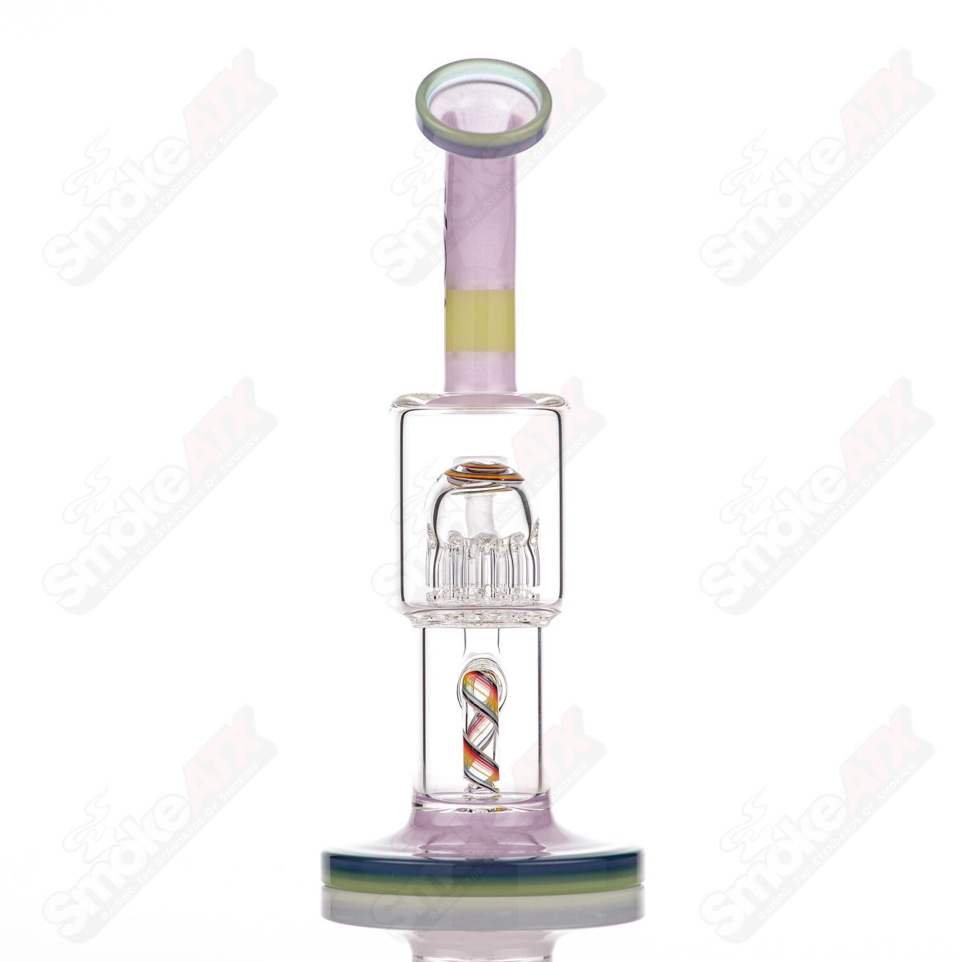 1 Double Macro 8 - Arm Tree w Full Color UV Accent Foot/Mouthpiece Toro Glass - Smoke ATX