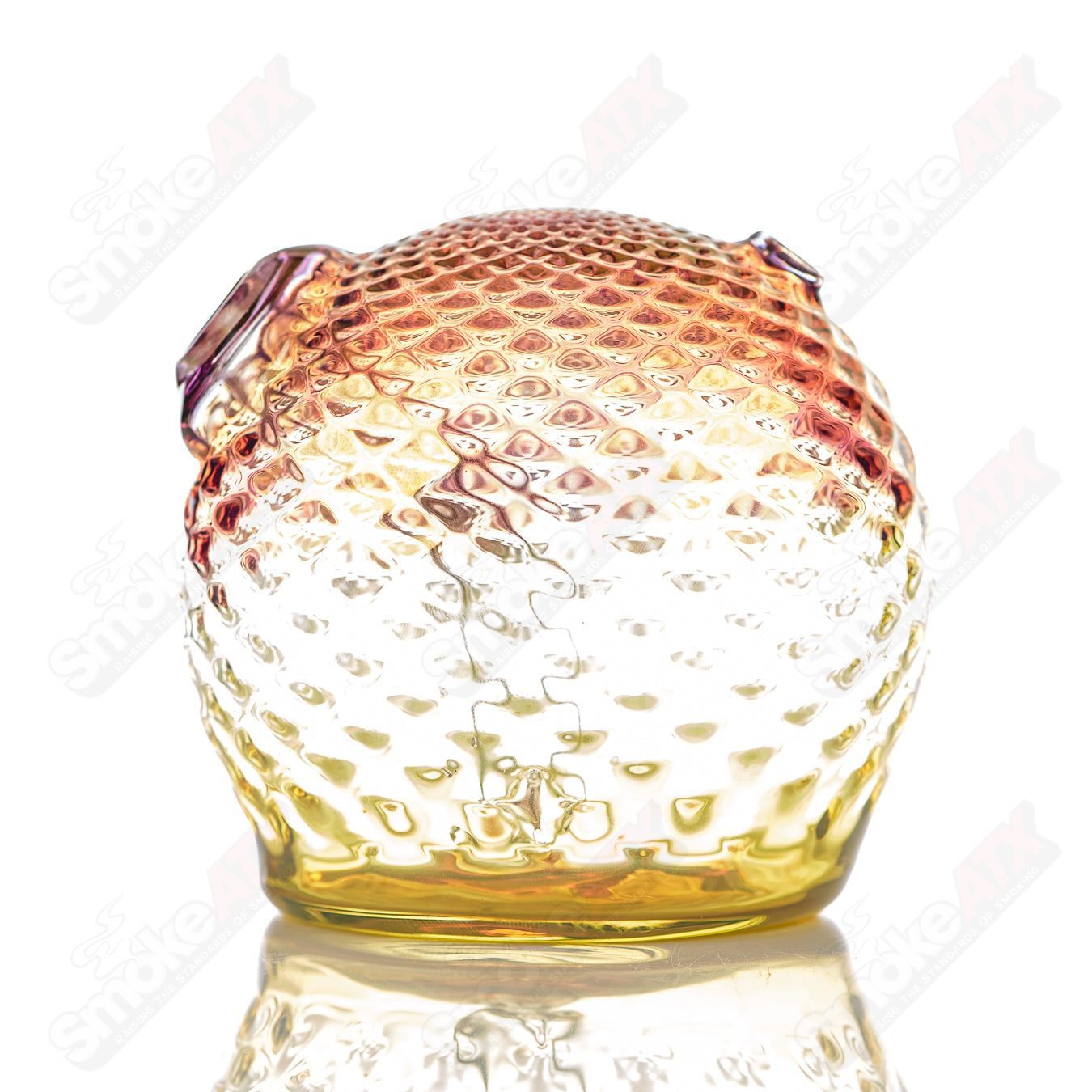 Fumed color sphere rig by James Lang, a glass concentrate rig with vibrant, swirling fumed glass design.