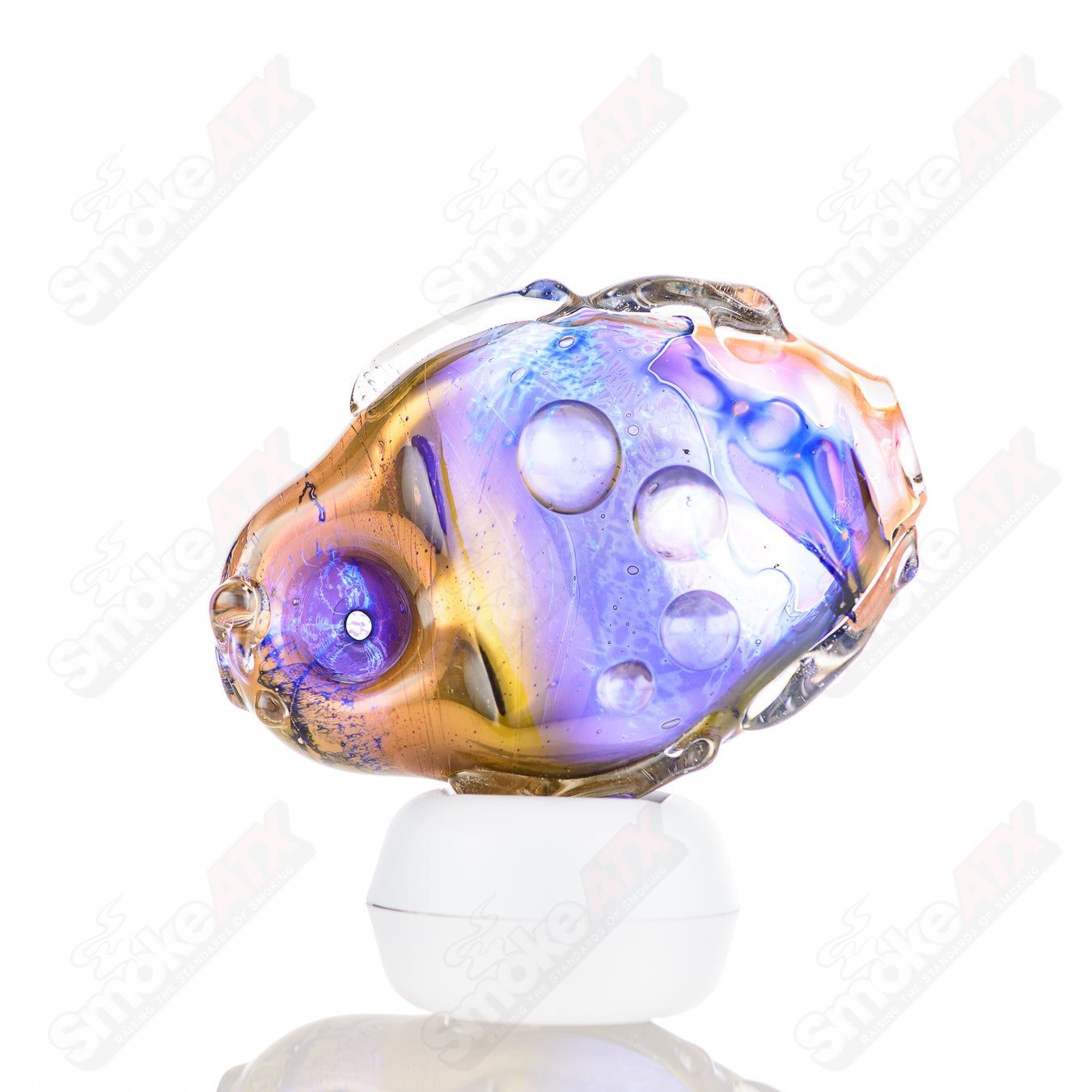 Glass Goddess Pipe by Nobody, clear glass pipe with intricate goddess design, perfect for smooth smoking experiences.