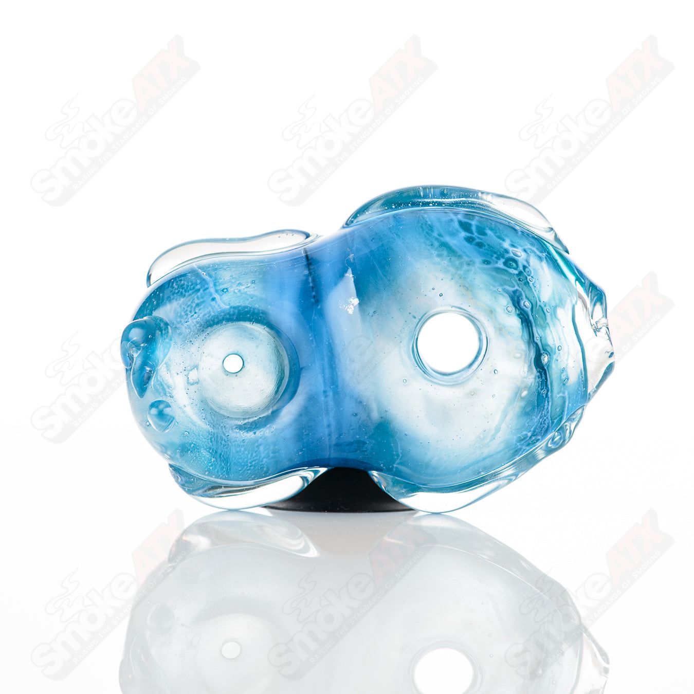 Glass Goddess Pipe by Nobody, clear glass smoking pipe with intricate goddess design, suitable for herbal use.