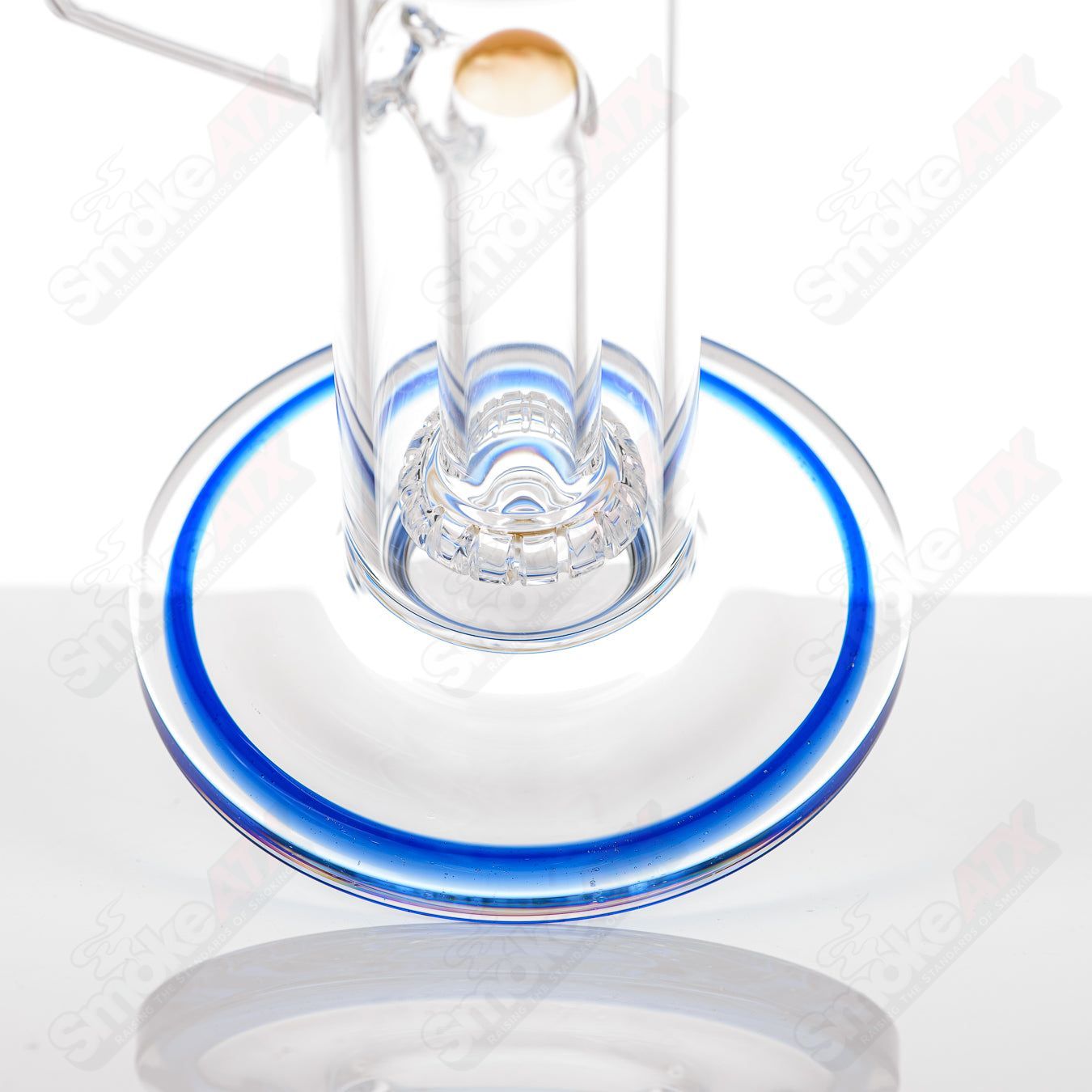 Toro Mini Circ to 13 Arm Conturax glass straight tube with colorful accent, designed for smoking accessories.