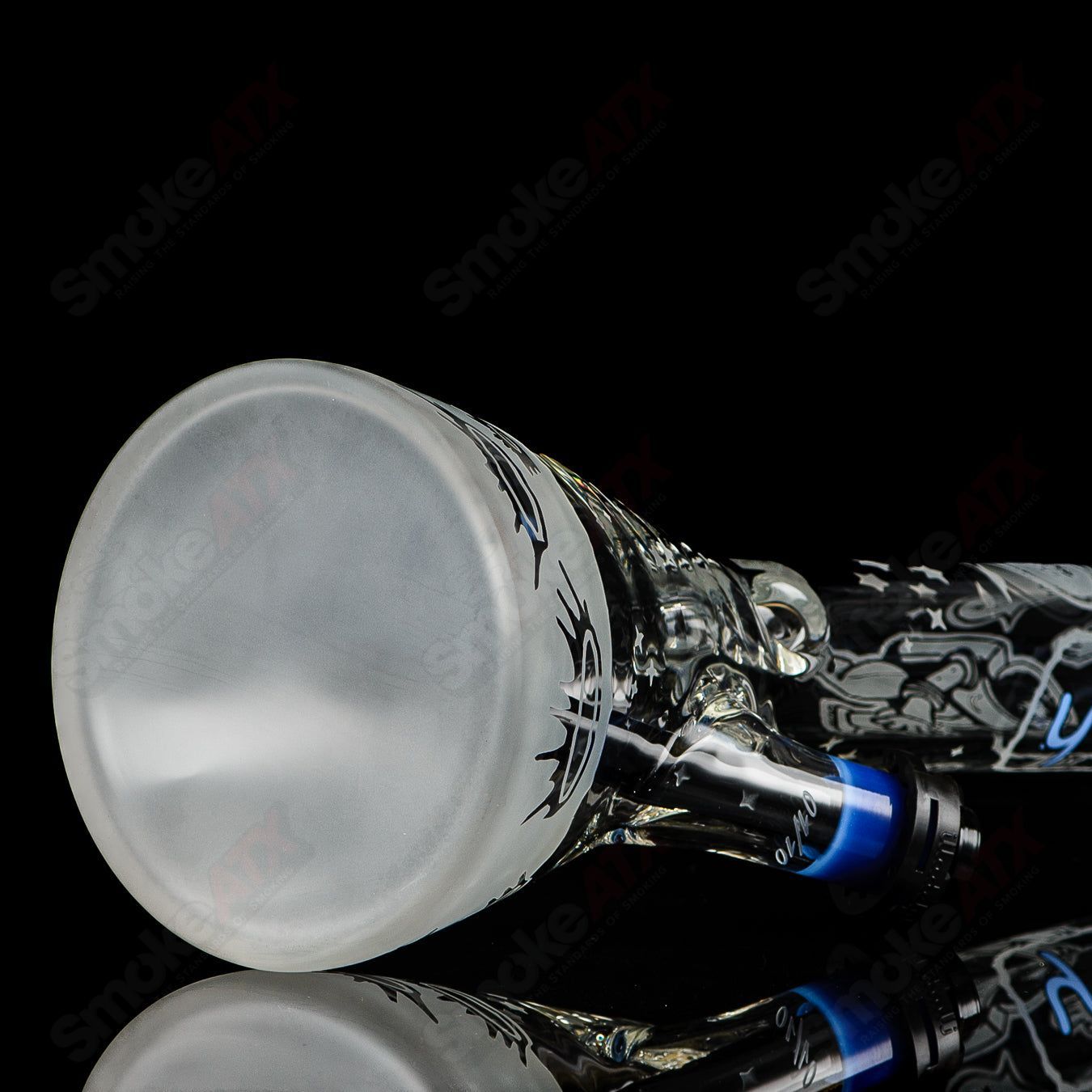 Blue Cheese Blasted Space Cadet Beaker by Illadelph, heady glass piece with vibrant blue design and intricate glasswork.