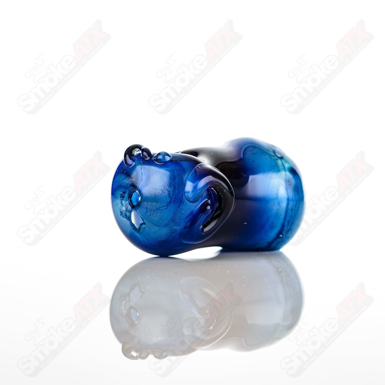 Glass by Nobody #10 Bean Spoon Pipe, clear glass with bean-shaped bowl, detailed craftsmanship, designed for smoking use.