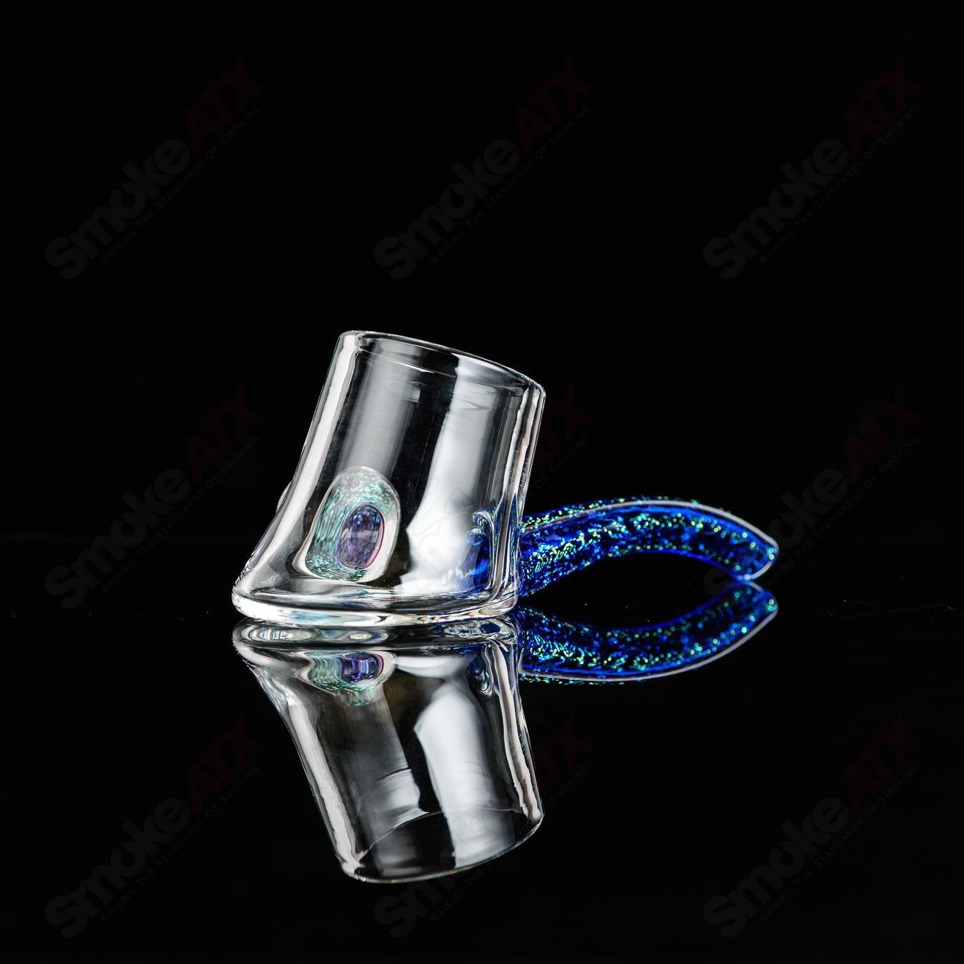 Glass Dichro Proxy Attachment by Justin Freeman, a colorful, reflective glass accessory with vibrant dichroic finish.