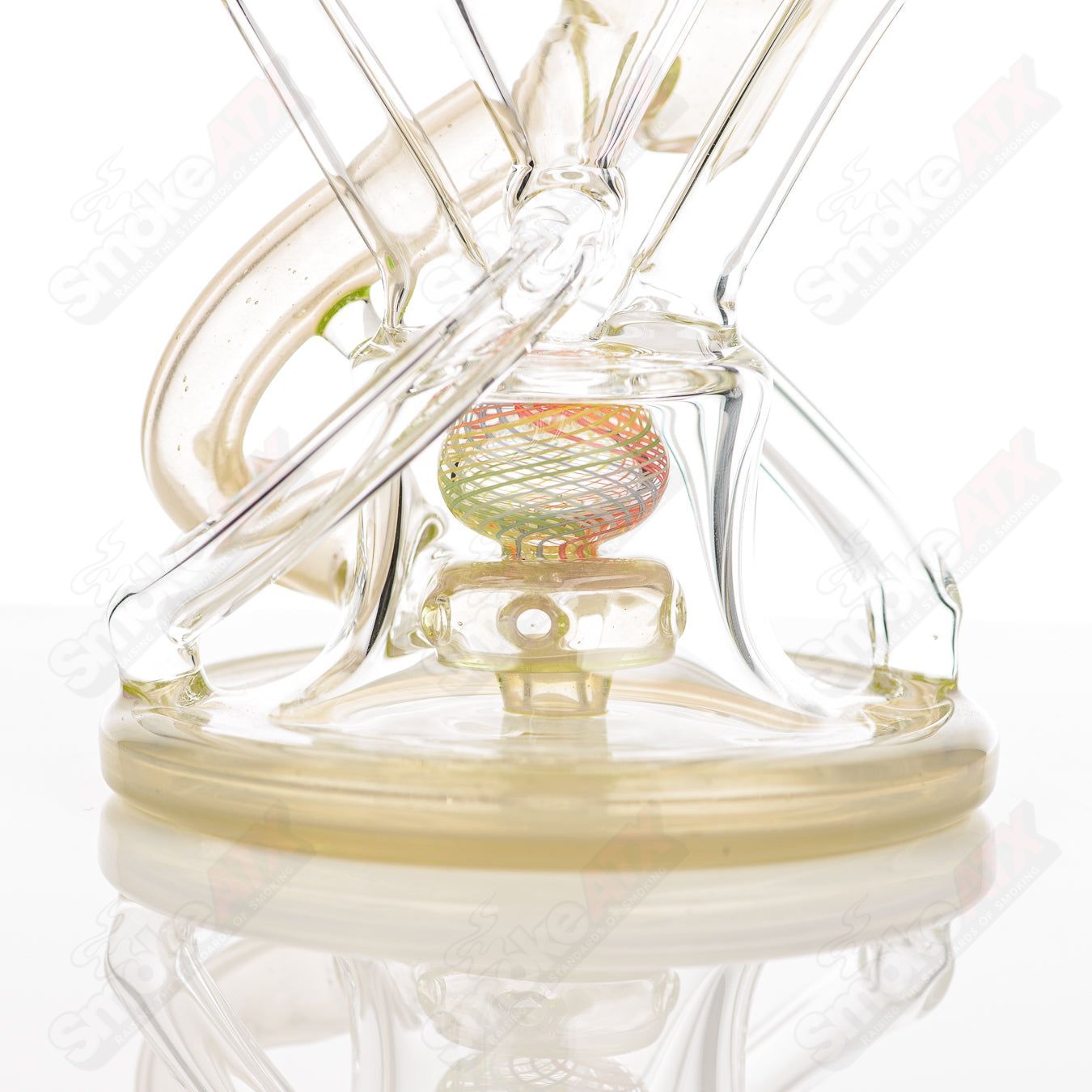 Cerio 10mm V2 Double Up Watermelon Recycler Heady Glass for smoking, featuring vibrant watermelon design and intricate glass craftsmanship.