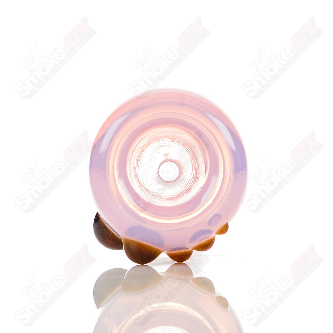 Colorful 18mm Dustorm Glass Push Slide Bowl for smoking, featuring vibrant full color design and clear glass construction.