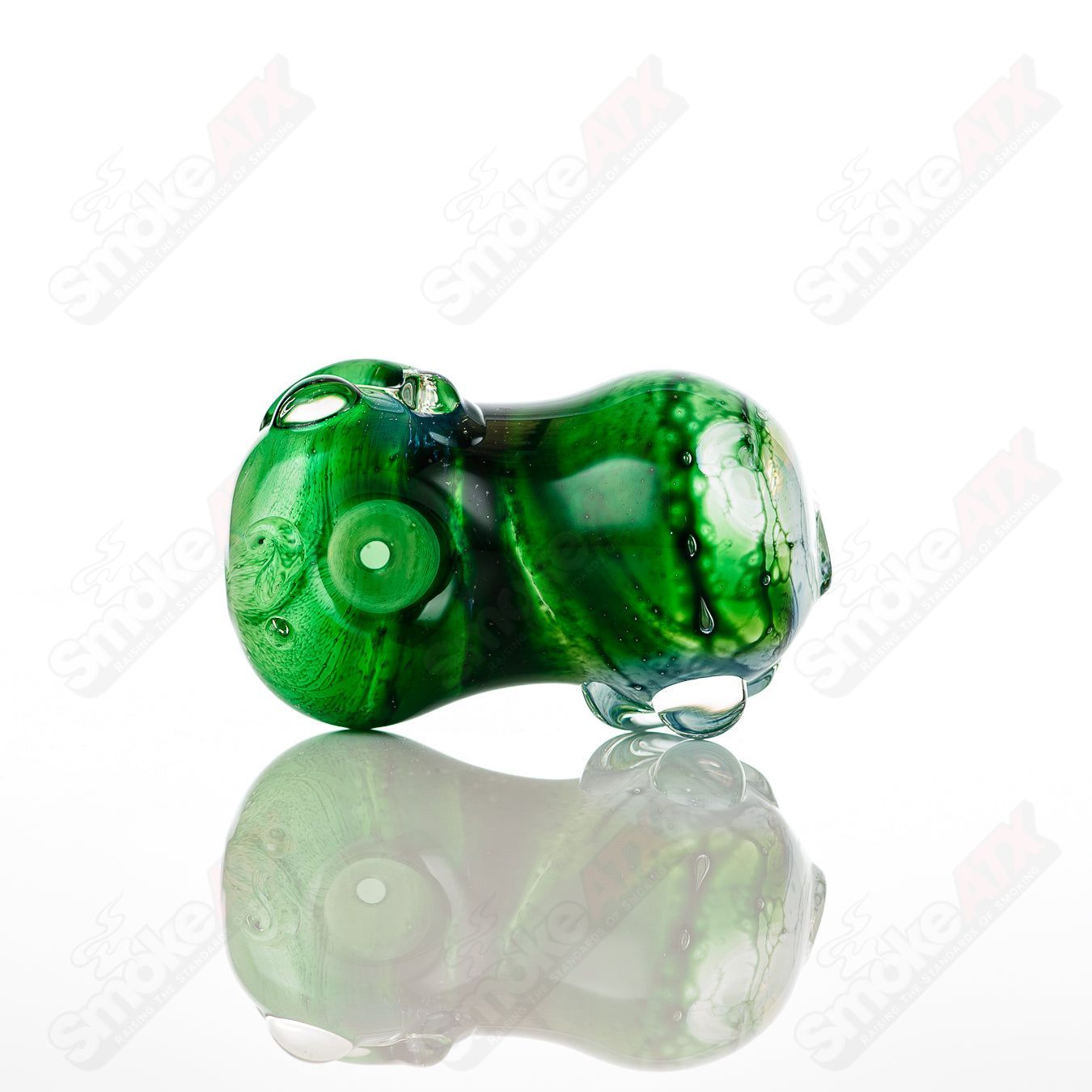 Glass pipe called #11 Bean Spoon by Nobody, clear glass with a bean-shaped bowl, designed for smoking enjoyment.