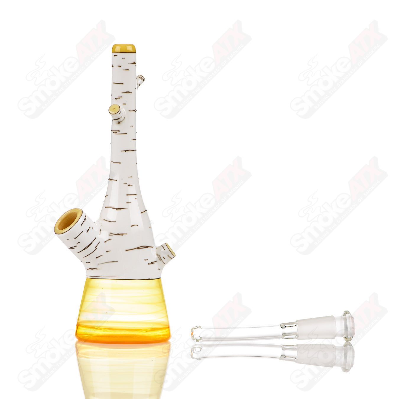 Foster Glass Birch Tube Foster Glass concentrate rig with clear glass and birch design, ideal for dabbing concentrates.