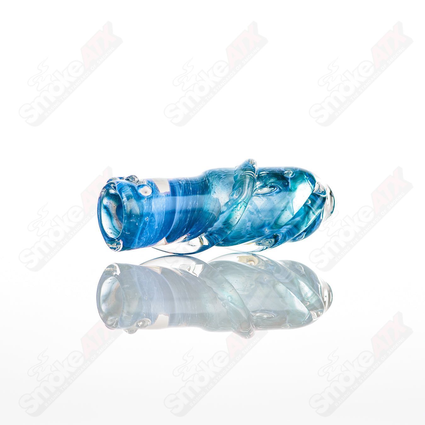 Large glass chillum by Nobody featuring clear glass design, cylindrical shape, and smooth mouthpiece.
