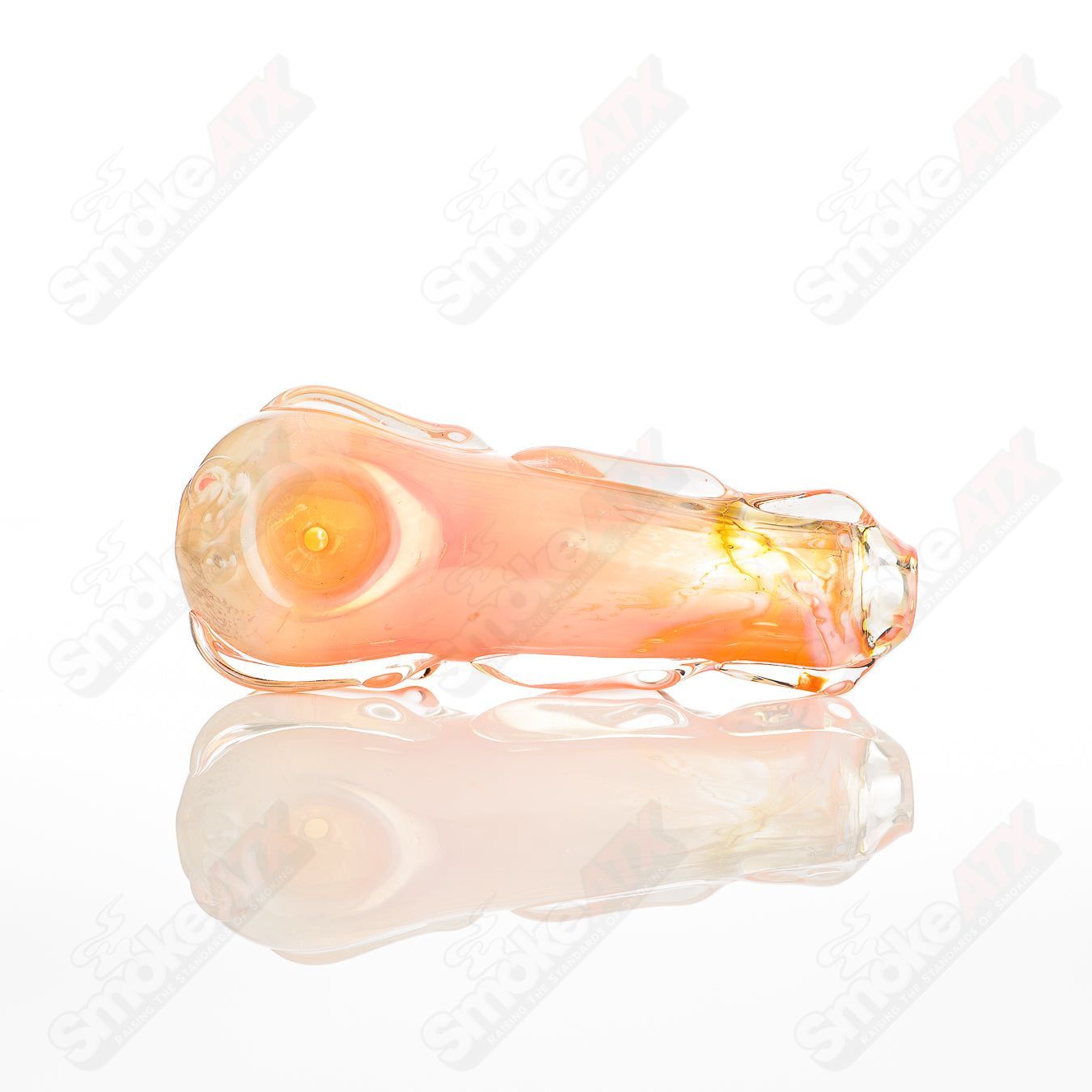 Glass pipe, #11 Spoon Glass by Nobody, made of clear glass with a smooth bowl and curved stem, designed for smoking.