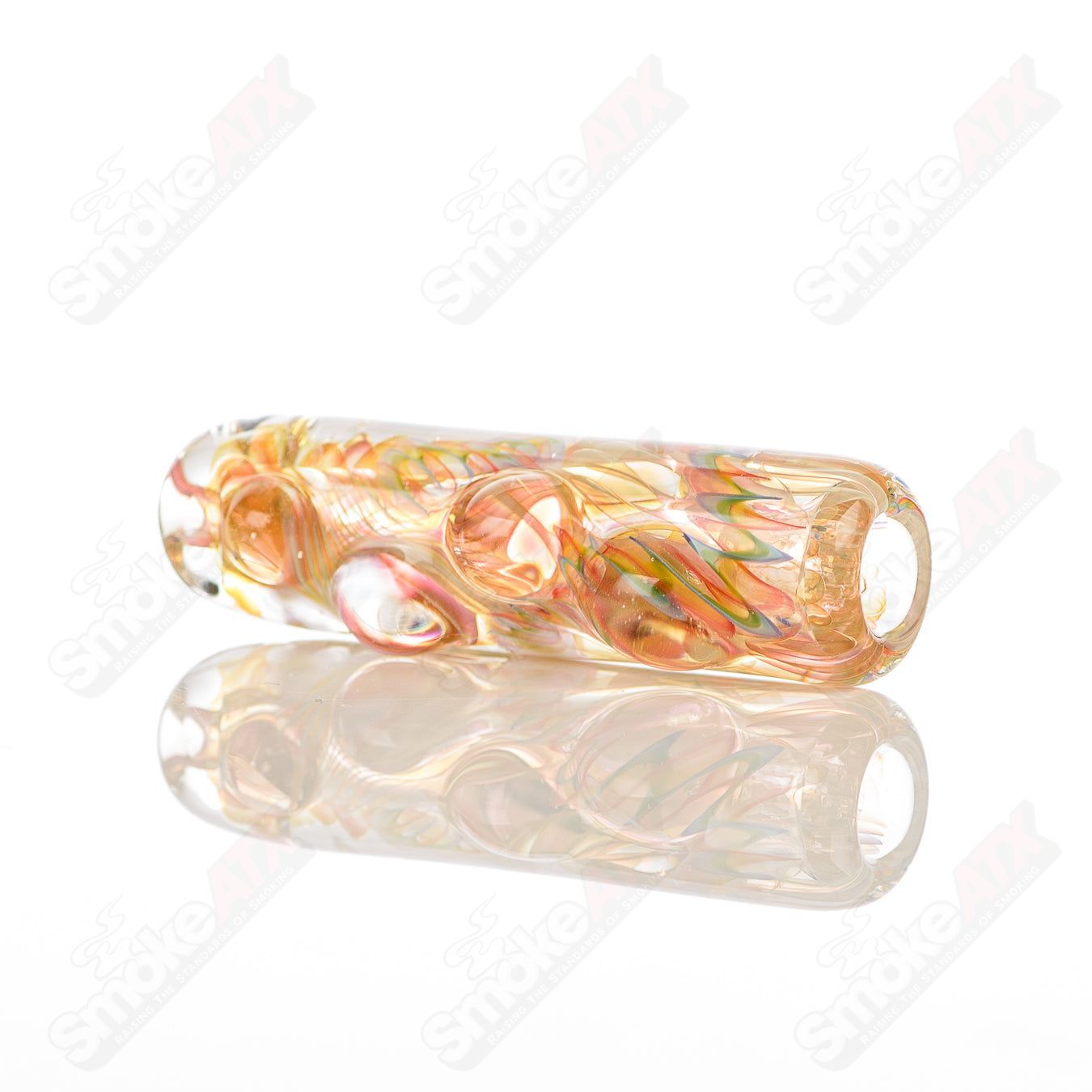 Texas Hot Glass #12 Taster Chillum glass with clear design, showcasing the compact smoking pipe and its smooth glass surface.