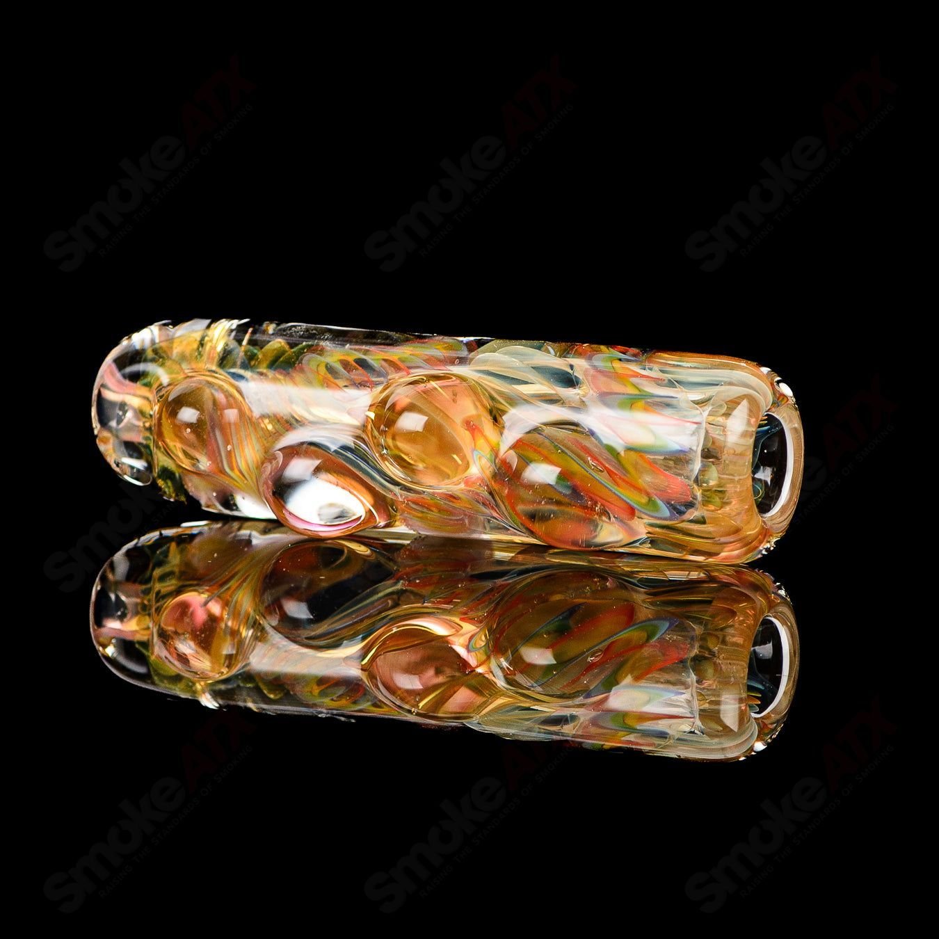 Texas Hot Glass #12 Taster Chillum glass pipe showing clear glass with a smooth, rounded bowl and straight stem design.
