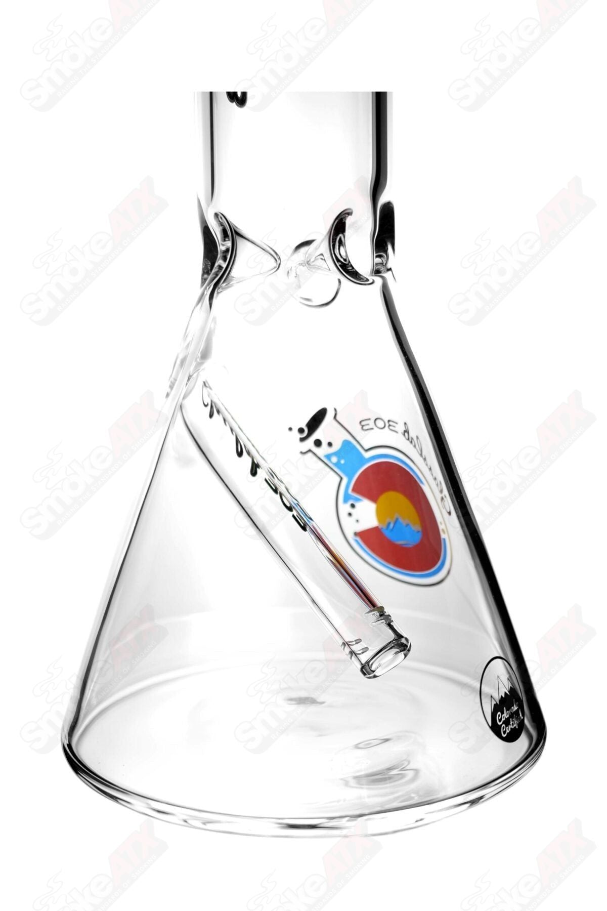 12in 14mm Simple Beaker w Color Accent GlassLab 303 Red Elvis - Smoke ATX