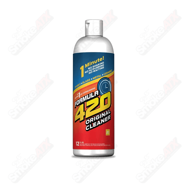 12oz Formula 420 glass cleaner bottle with label, designed for cleaning glass surfaces effectively.