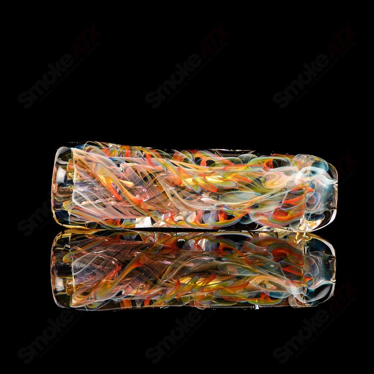Clear Texas Hot Glass Taster Chillum with smooth mouthpiece and detailed glass design, perfect for enjoying flavorful dabs.