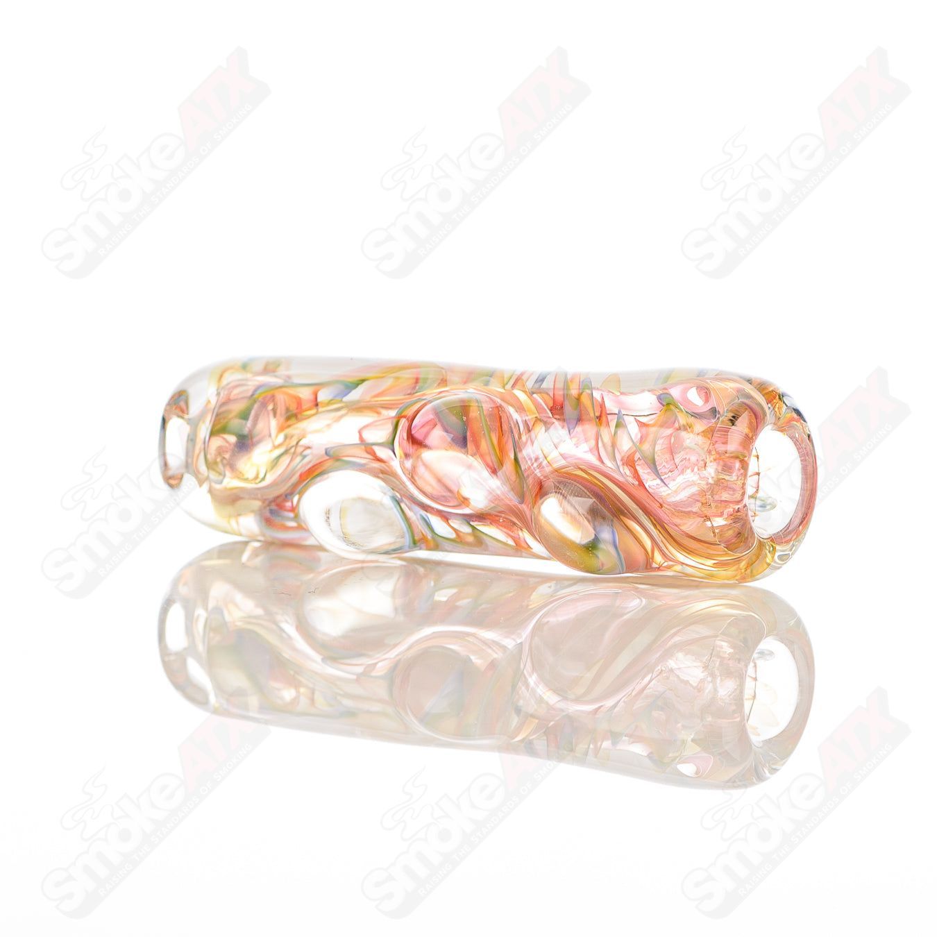 Texas Hot Glass #14 Taster Chillum glass with intricate design and clear glass construction, ideal for enjoying flavorful concentrates.